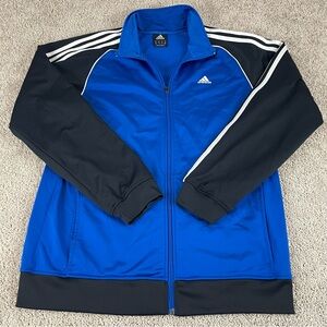 Vintage Adidas Track Jacket Men’s M Black Blue Striped Y2K 00s Full Zip 98